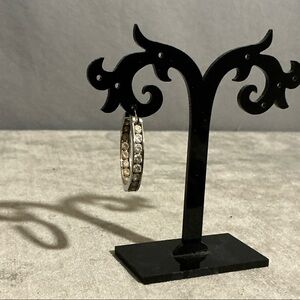 SINGLE Sterling Silver CZ Eternity Hoop Earring